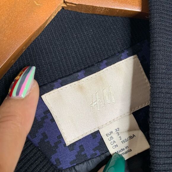 H&M Black and Purple Bomber Jacket - Picture 2 of 6